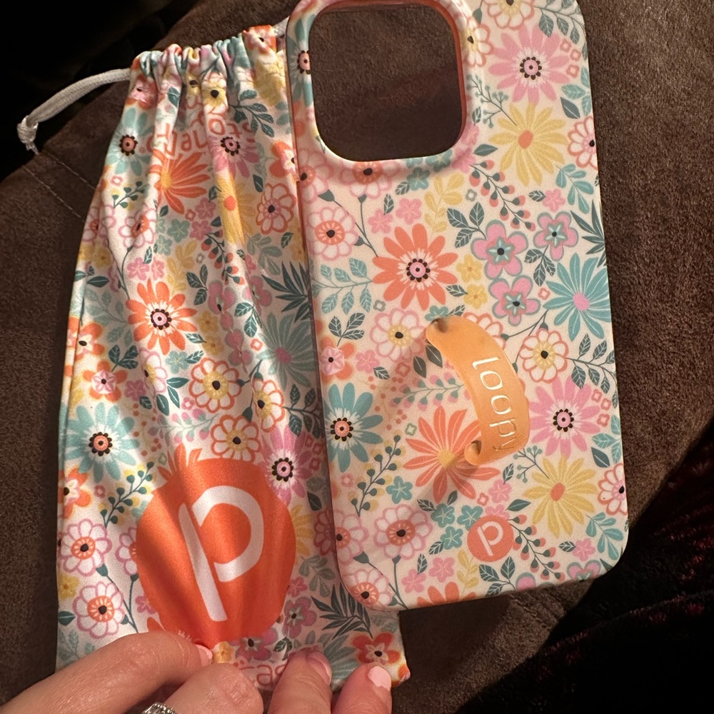 Loopy Case Floral Phone Case with Orange Loop iPhone 14 pro max